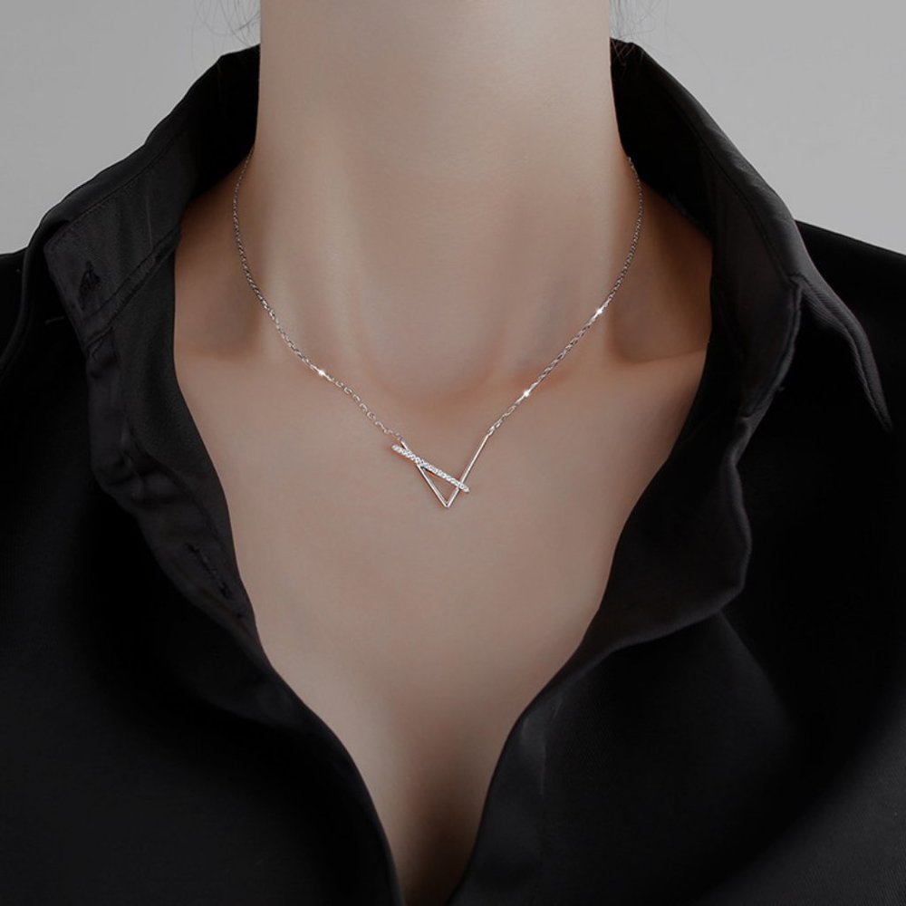 *NEW 925 Sterling Silver Diamond Spike Necklace - Picture 4 of 9